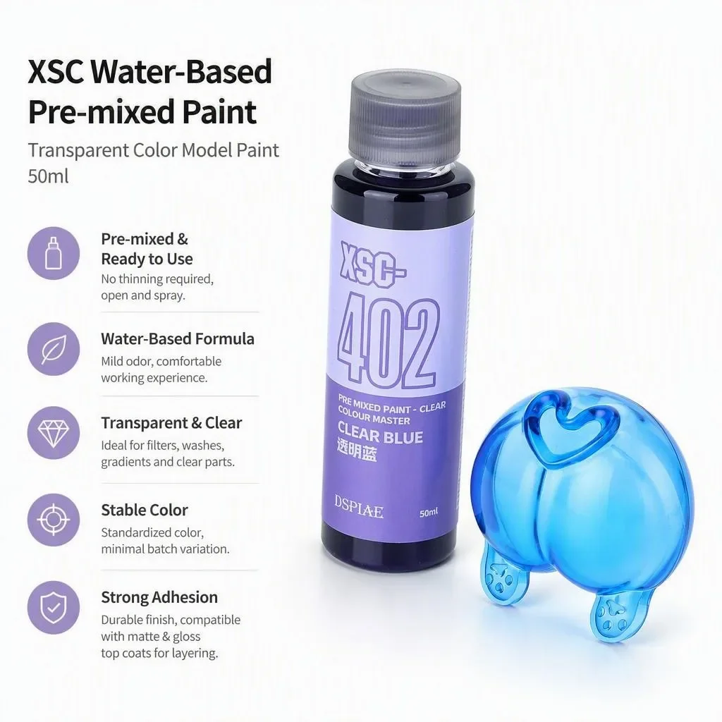DSPIAE XSM Model Hobby DIY Airbrush Paint Set 50ML Metallic Water-Based Pigments Pre-Mixed for Assembly Spraying Model DIY