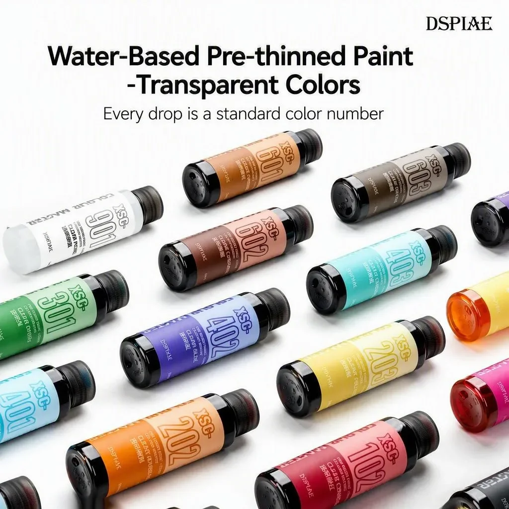 DSPIAE XSM Model Hobby DIY Airbrush Paint Set 50ML Metallic Water-Based Pigments Pre-Mixed for Assembly Spraying Model DIY