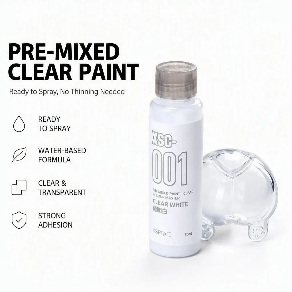 DSPIAE XSM Model Hobby DIY Airbrush Paint Set 50ML Metallic Water-Based Pigments Pre-Mixed for Assembly Spraying Model DIY