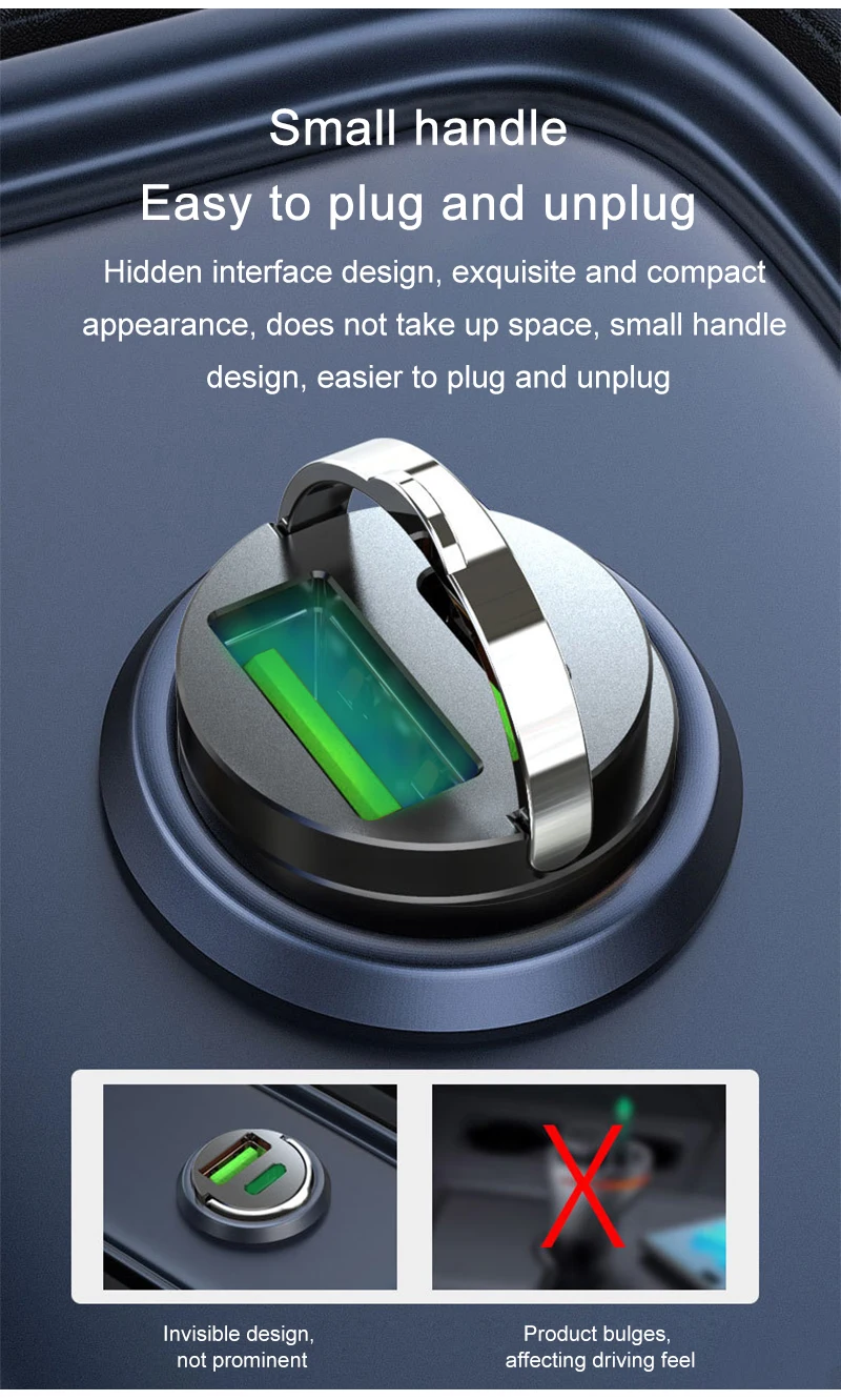 200W Mini Car Charger Fast Charging for iPhone QC3.0 Mini PD USB Type C Car Mobile Phone Charger for Xiaomi Samsung Huawei