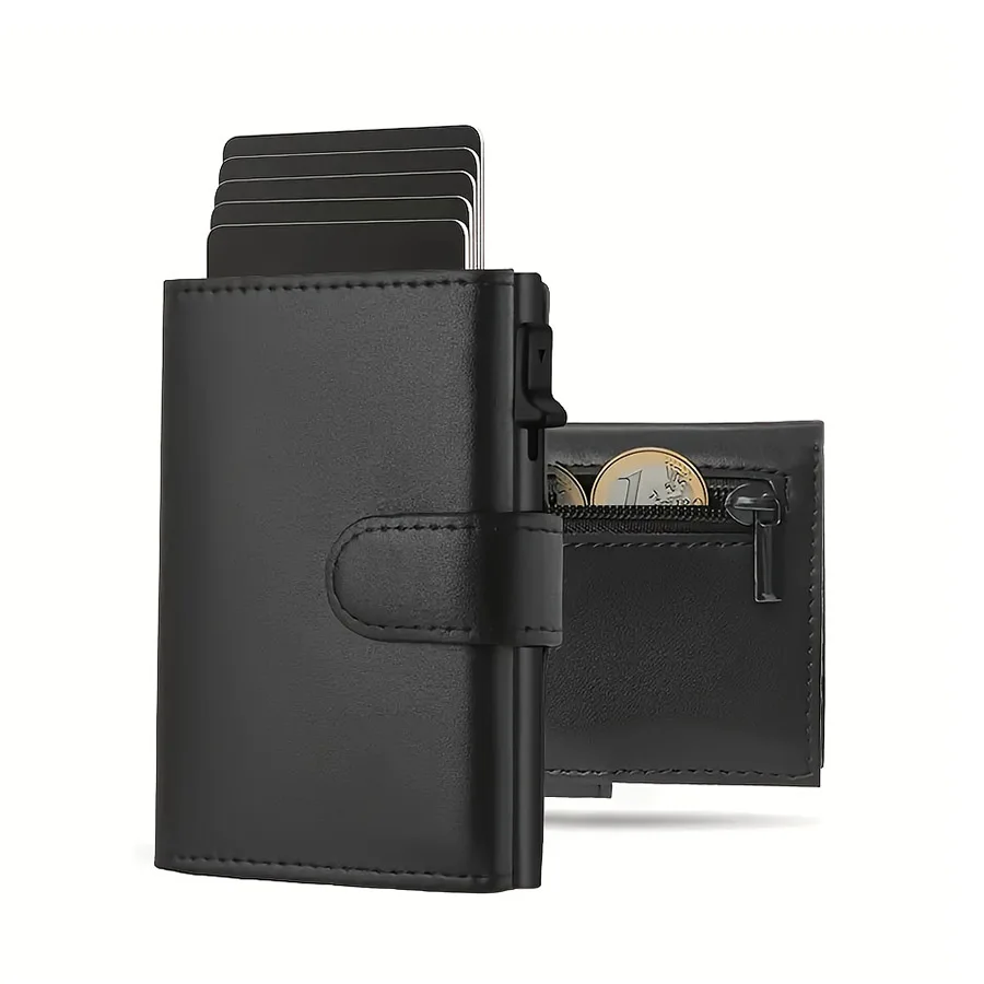 Pop Up Wallet with Coin Compartment RFID Protection Credit Card Holder Wallet for men