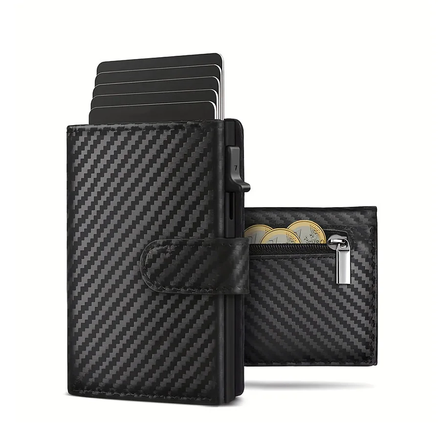 Pop Up Wallet with Coin Compartment RFID Protection Credit Card Holder Wallet for men