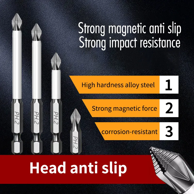 Anti-slip Hex Cross Drill Bits Hand Tools Parts Magnetic Electricians Mechanics Woodworking Installation Repair Accessories Gift