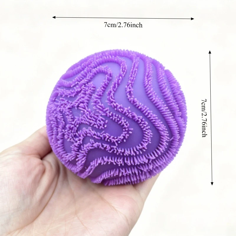 Fuzz Ball Squishy Toy Wonder Waves Vent Ball Textured Stress Relief Fidget Toy Squeeze for Adults Anti-anxiety Toy