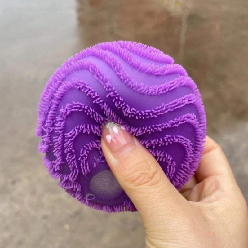 Fuzz Ball Squishy Toy Wonder Waves Vent Ball Textured Stress Relief Fidget Toy Squeeze for Adults Anti-anxiety Toy