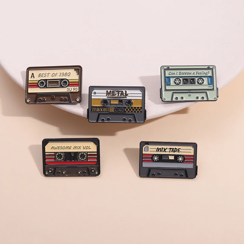 Punk Rock Band Enamel Pins Heavy Metal Music Album Retro Cassette Tape Brooches Lapel Badge Jewelry Gifts for Fans Friends