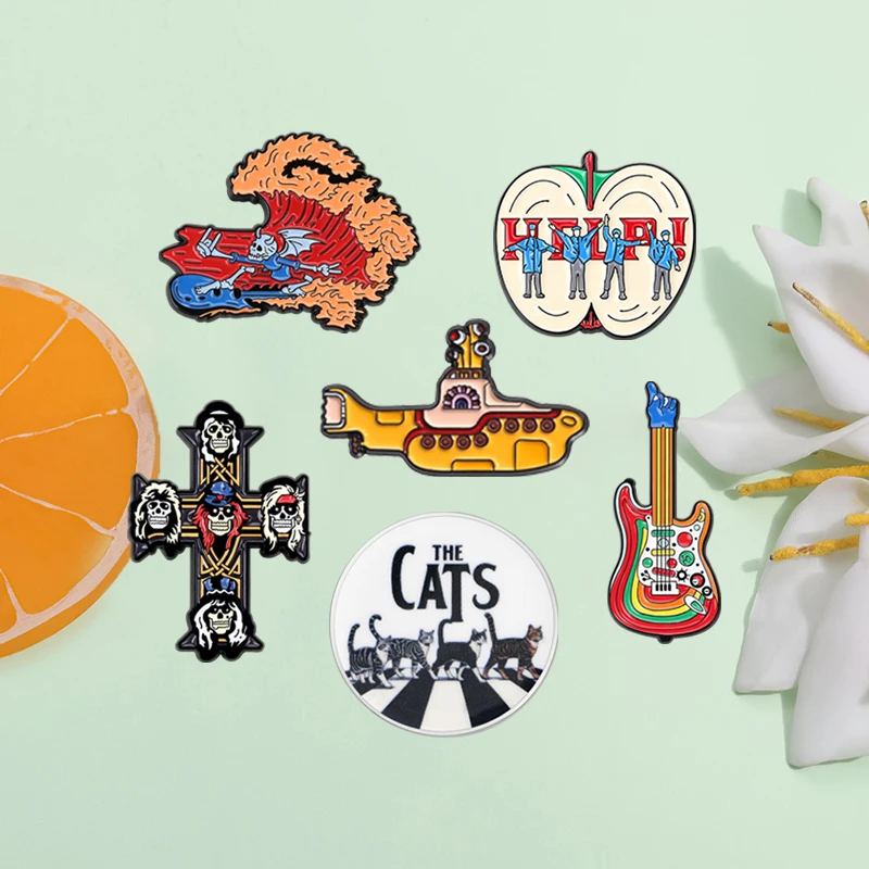 Punk Rock Band Enamel Pins Heavy Metal Music Album Retro Cassette Tape Brooches Lapel Badge Jewelry Gifts for Fans Friends