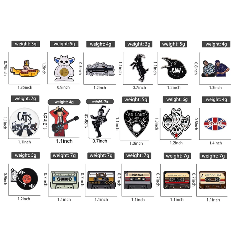 Punk Rock Band Enamel Pins Heavy Metal Music Album Retro Cassette Tape Brooches Lapel Badge Jewelry Gifts for Fans Friends