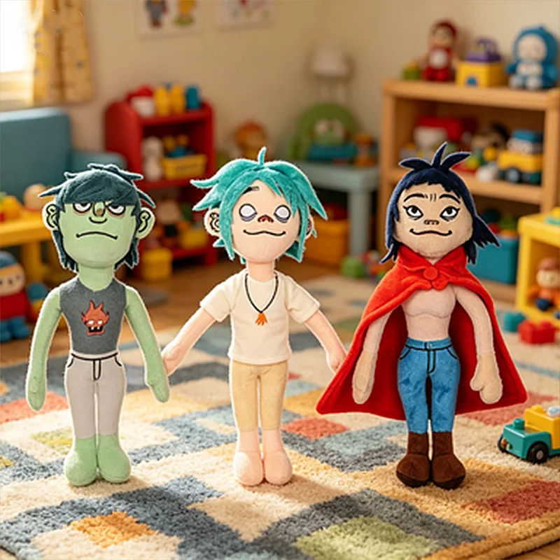 New Gorillaz Noodle Plush Kawaii Virtual Band Street Fighter Stuffed Doll Cute Red Cloak Boy For Fans Enthusiast Children's Gift