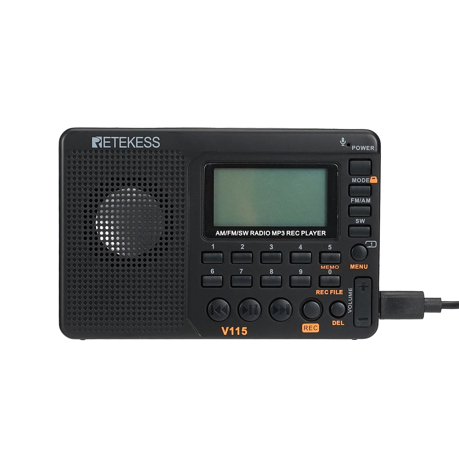 RETEKESS V115 Portable Radio Rechargeable AM FM SW Radio Multifunctional Radio Long Distance Receiver Clear Sound for Camp Gift