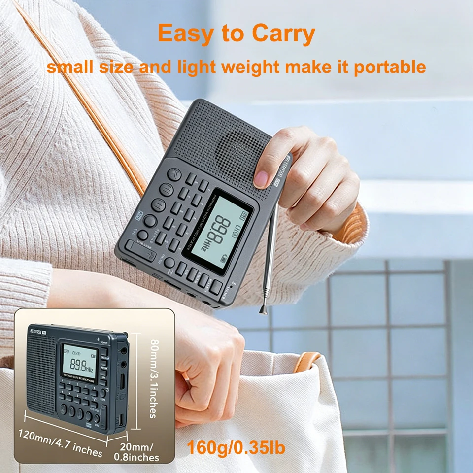 RETEKESS V115 Portable Radio Rechargeable AM FM SW Radio Multifunctional Radio Long Distance Receiver Clear Sound for Camp Gift