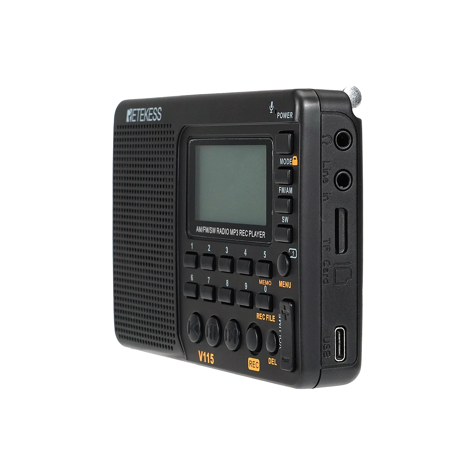 RETEKESS V115 Portable Radio Rechargeable AM FM SW Radio Multifunctional Radio Long Distance Receiver Clear Sound for Camp Gift