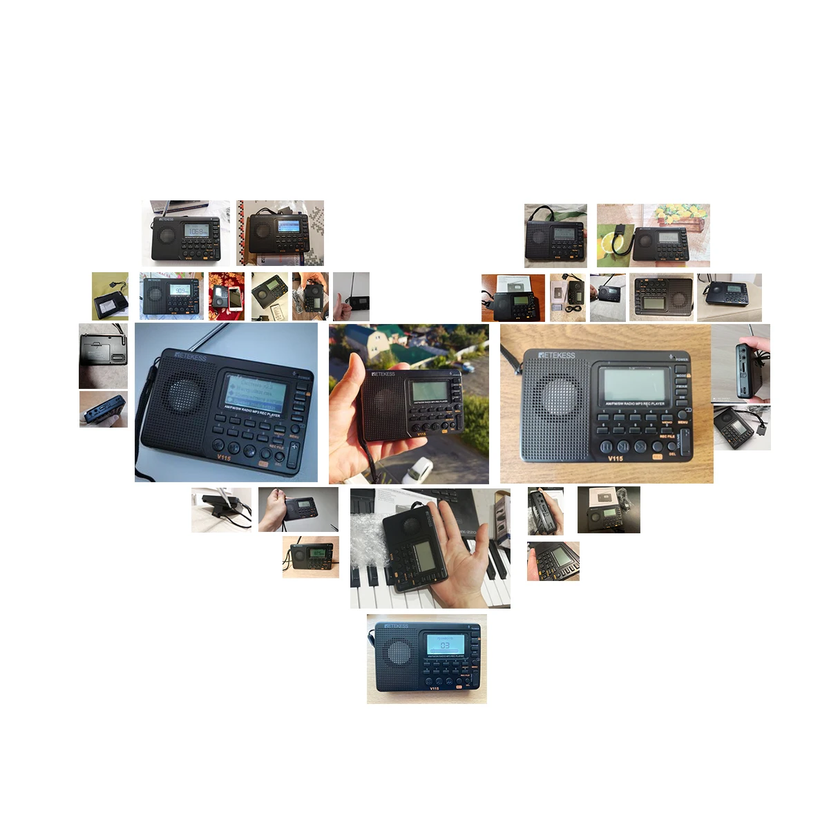 RETEKESS V115 Portable Radio Rechargeable AM FM SW Radio Multifunctional Radio Long Distance Receiver Clear Sound for Camp Gift