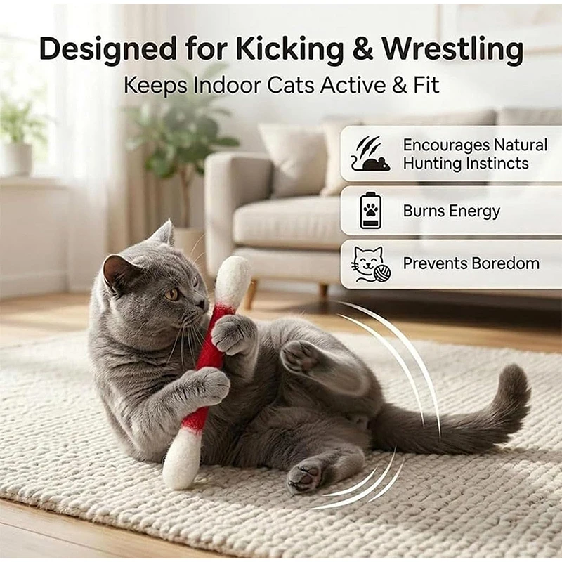 6PCS Cotton Swabs Cat Toy with Catnip Kitten Chew Sticks for Indoor Boredom, Durable Dental Teething Ropes Interactive Accessory