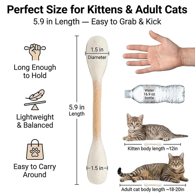 6PCS Cotton Swabs Cat Toy with Catnip Kitten Chew Sticks for Indoor Boredom, Durable Dental Teething Ropes Interactive Accessory
