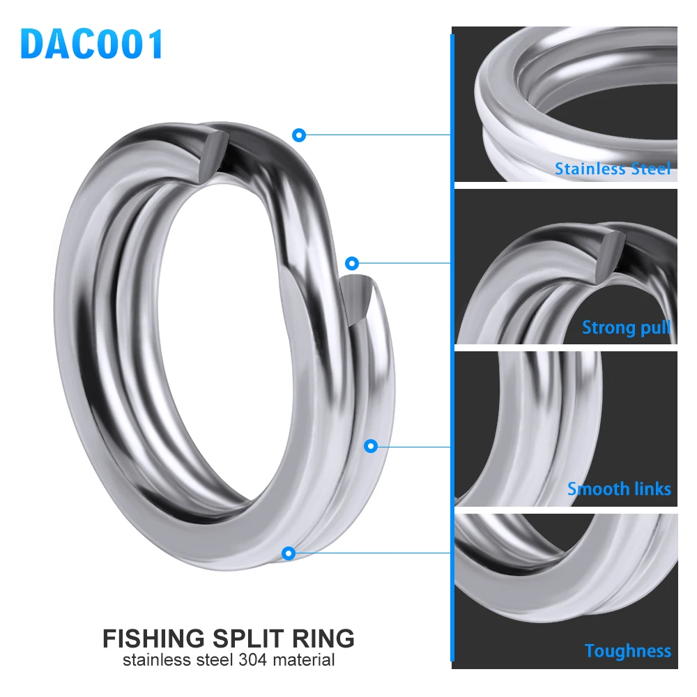 PROBEROS 50pcs Fishing Split Rings for CrankHard Bait Silver Stainless Steel 0#-12# Fishing Connector Accessories Tackle