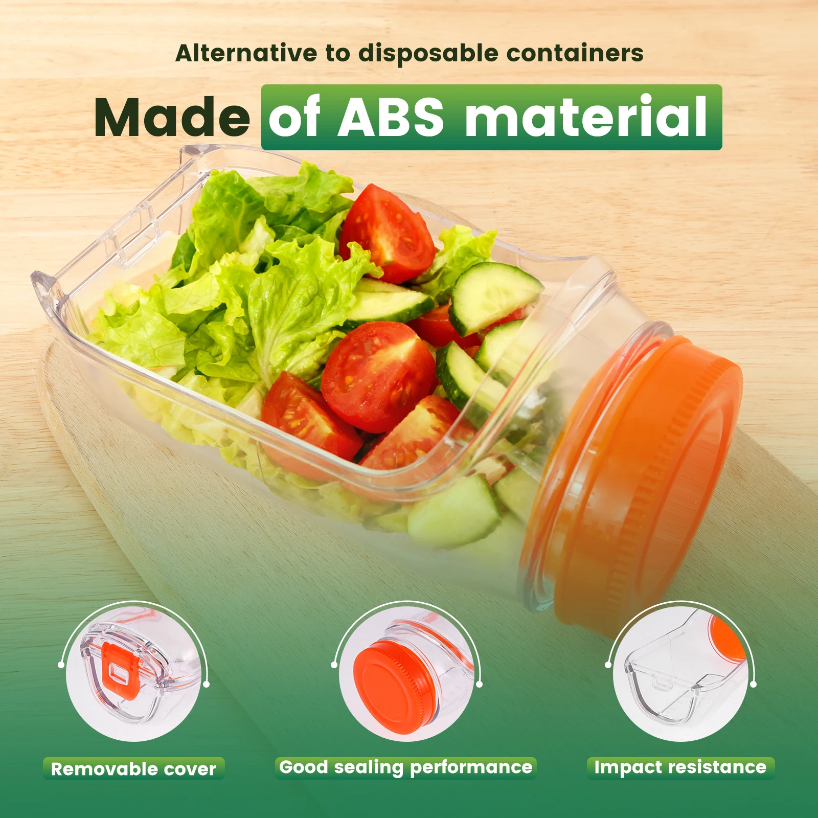 Salad Jars Plastic Salad Storage Can Container with Side-opening Cover & Stainless Steel Fork Vertical Vegetable Fruit Container