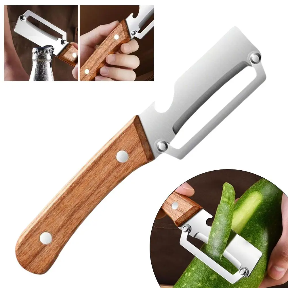 Stainless Steel Peeler With Wooden Handle For Peeling And Slicing Fruits And Vegetables | Durable And Smooth Operation