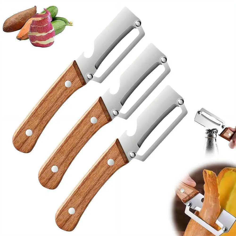 Stainless Steel Peeler With Wooden Handle For Peeling And Slicing Fruits And Vegetables | Durable And Smooth Operation