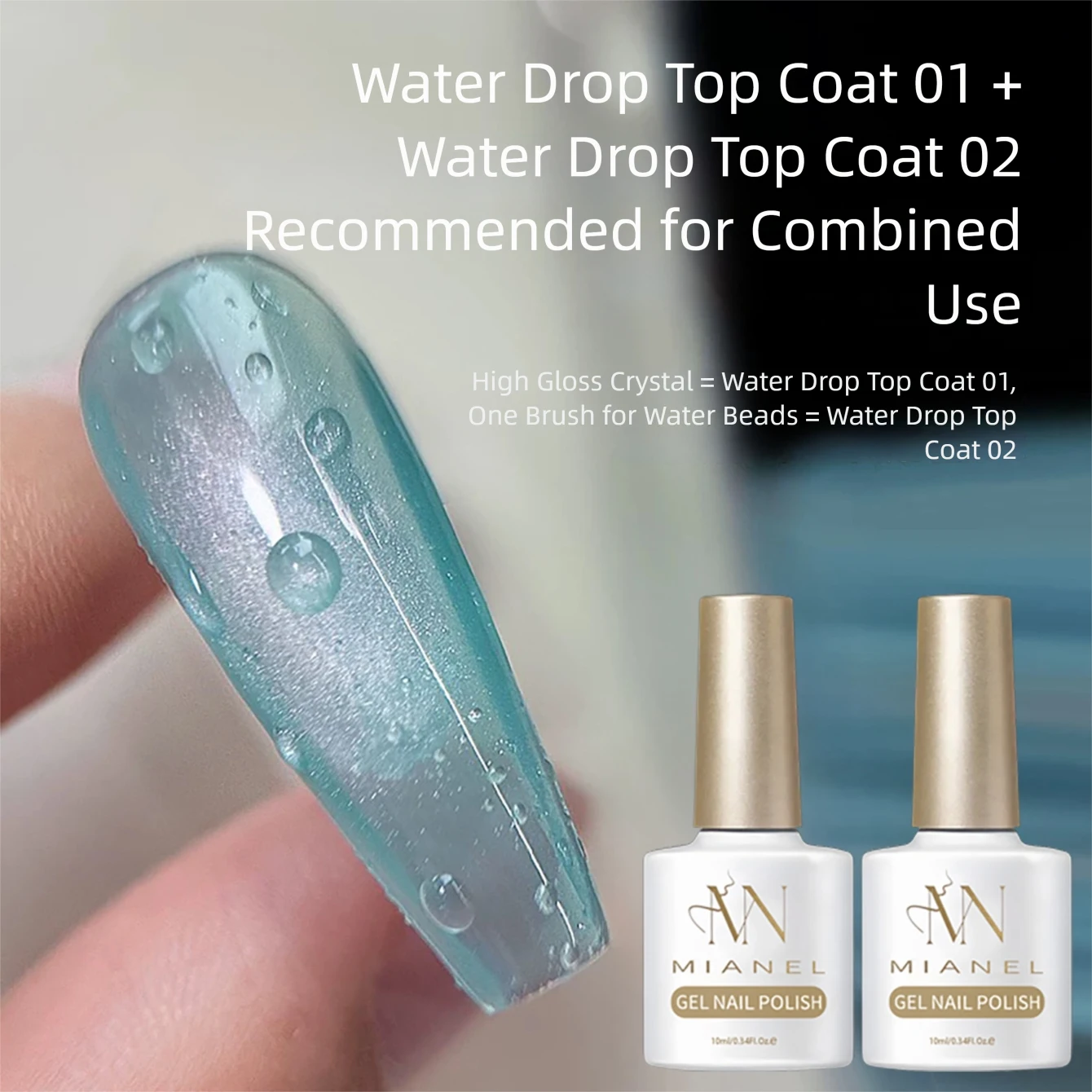 MIANEL Water Drop Top Coat 2026 SpringSummer Collection Clear Versatile Water Drop Shape Nail Art Functional Gel