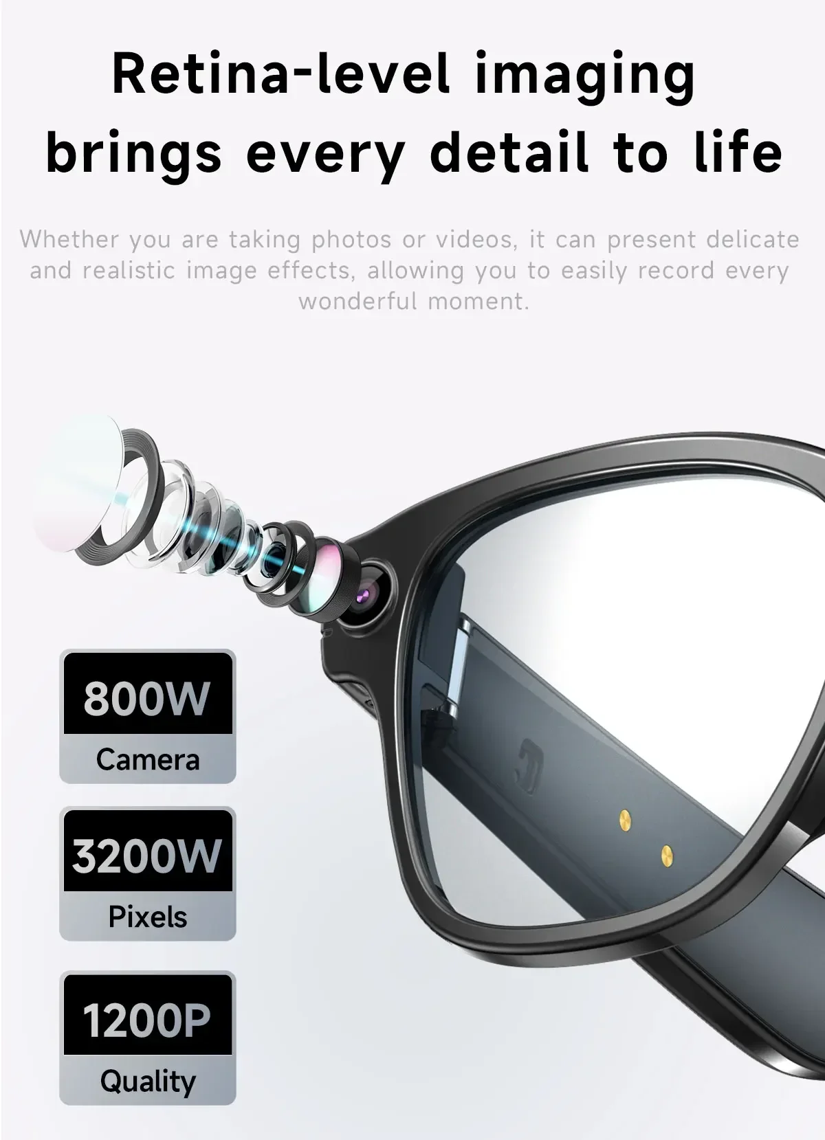 Lenovo AI Smart Glasses AI Translation 8MP HD Camera 4K Shooting Image Bluetooth Call Recording Music Smart Sunglasses 2026 New