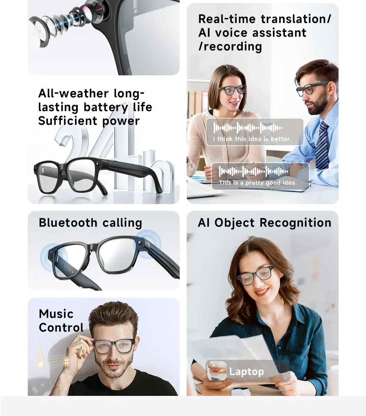 Lenovo AI Smart Glasses AI Translation 8MP HD Camera 4K Shooting Image Bluetooth Call Recording Music Smart Sunglasses 2026 New