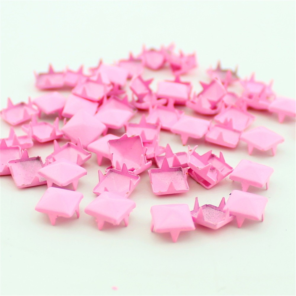 Mix-Colors 100pcs 9mm Punk Pyramid DIY Metal Square Rivet Studs and Spikes For Clothing Shoes Bags Accessories