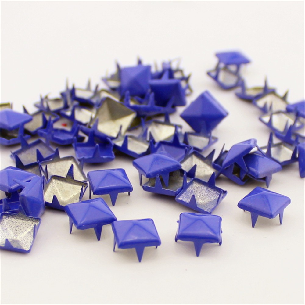 Mix-Colors 100pcs 9mm Punk Pyramid DIY Metal Square Rivet Studs and Spikes For Clothing Shoes Bags Accessories