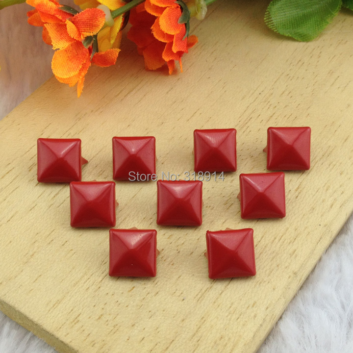 Mix-Colors 100pcs 9mm Punk Pyramid DIY Metal Square Rivet Studs and Spikes For Clothing Shoes Bags Accessories