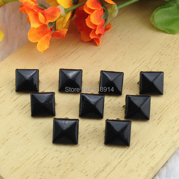 Mix-Colors 100pcs 9mm Punk Pyramid DIY Metal Square Rivet Studs and Spikes For Clothing Shoes Bags Accessories