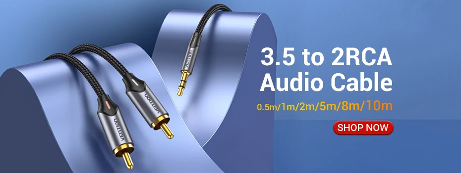 Vention 2 RCA to 2 RCA Cable Male to Male Audio Cable for Home Theater DVD Amplifier TV 1m 2m 3m 5m Cable RCA Gold-Plated Cabo