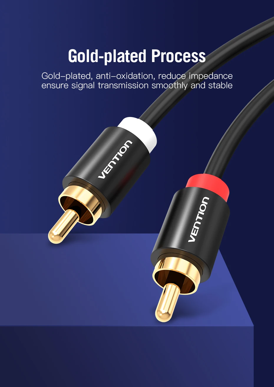 Vention 2 RCA to 2 RCA Cable Male to Male Audio Cable for Home Theater DVD Amplifier TV 1m 2m 3m 5m Cable RCA Gold-Plated Cabo