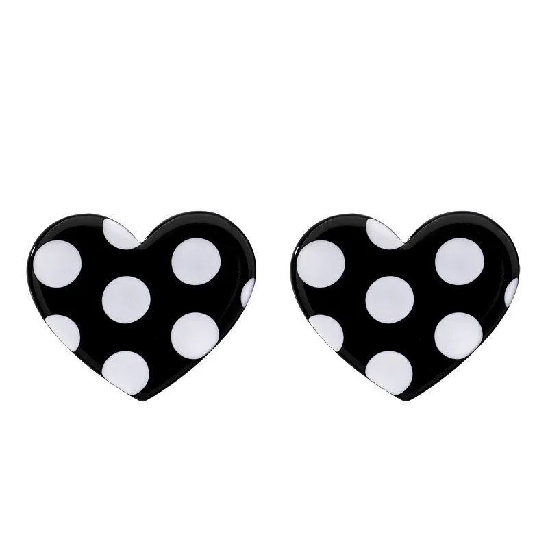 Classic Polka Dot Earring Geometric Round Square Heart Stud Earrings for Women Cute Korean Style Acrylic Earings Fashion Jewelry