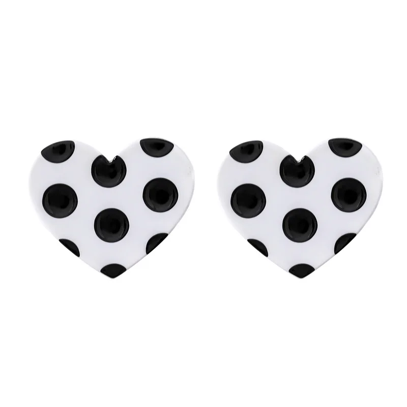 Classic Polka Dot Earring Geometric Round Square Heart Stud Earrings for Women Cute Korean Style Acrylic Earings Fashion Jewelry