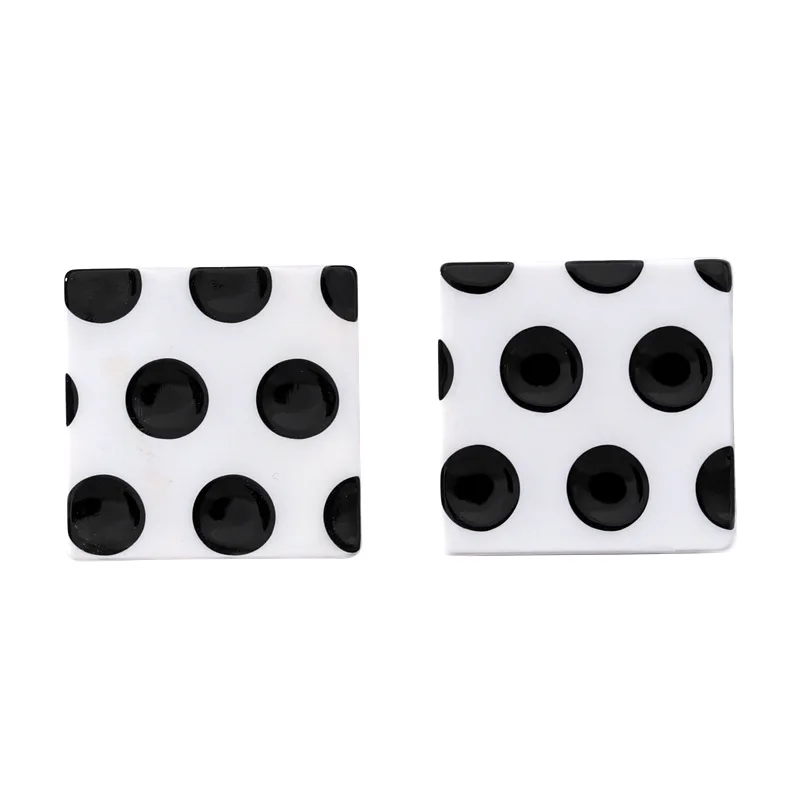 Classic Polka Dot Earring Geometric Round Square Heart Stud Earrings for Women Cute Korean Style Acrylic Earings Fashion Jewelry