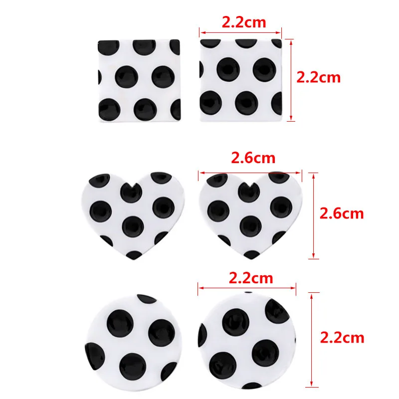 Classic Polka Dot Earring Geometric Round Square Heart Stud Earrings for Women Cute Korean Style Acrylic Earings Fashion Jewelry