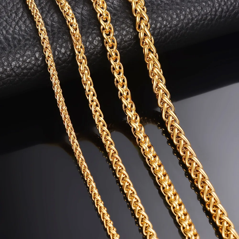 1 Piece Width 3mm/4mm/5mm/6mm Gold Color Keel Link Chain Necklace For Men Women Stainless Steel Chain Necklace