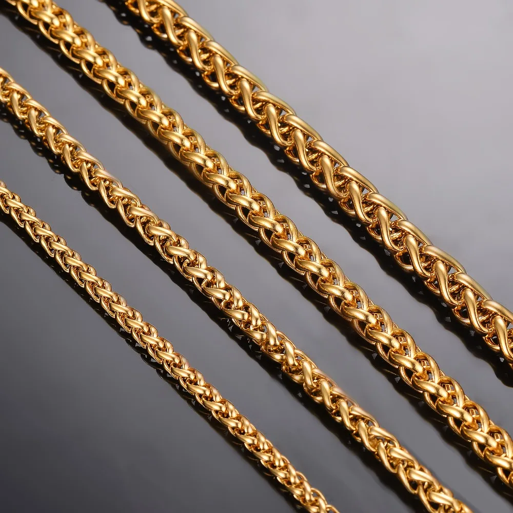1 Piece Width 3mm/4mm/5mm/6mm Gold Color Keel Link Chain Necklace For Men Women Stainless Steel Chain Necklace