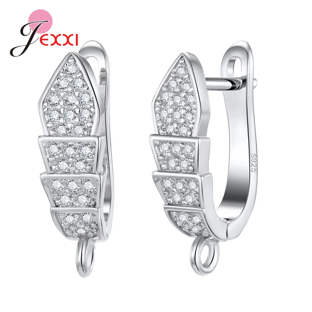 New Statement 925 Sterling Silver DIY Earrings Clasps Hooks Woman Handmade Jewelry Making Accessoru Fashion Design Cubic Zircon