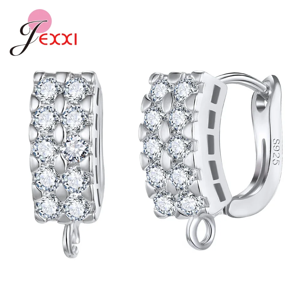 New Statement 925 Sterling Silver DIY Earrings Clasps Hooks Woman Handmade Jewelry Making Accessoru Fashion Design Cubic Zircon