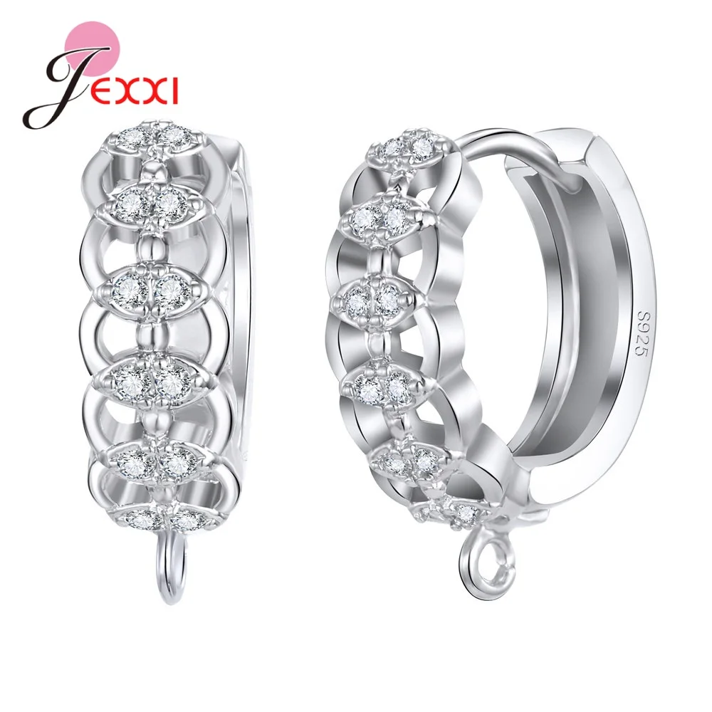 New Statement 925 Sterling Silver DIY Earrings Clasps Hooks Woman Handmade Jewelry Making Accessoru Fashion Design Cubic Zircon