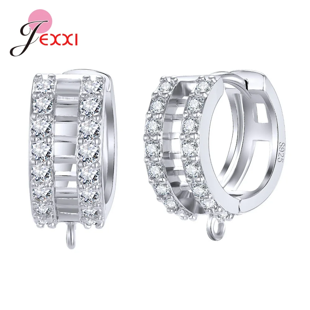 New Statement 925 Sterling Silver DIY Earrings Clasps Hooks Woman Handmade Jewelry Making Accessoru Fashion Design Cubic Zircon
