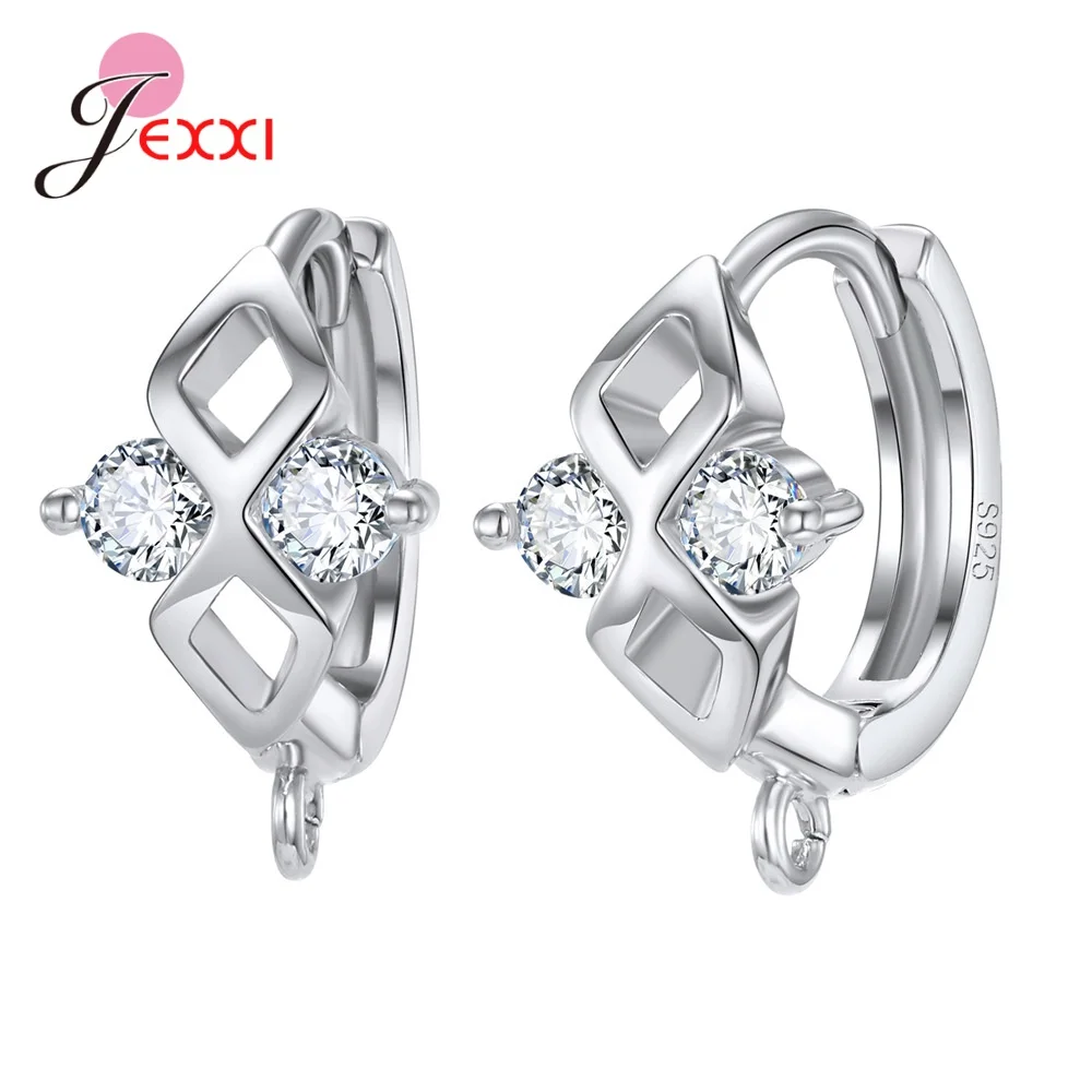 New Statement 925 Sterling Silver DIY Earrings Clasps Hooks Woman Handmade Jewelry Making Accessoru Fashion Design Cubic Zircon