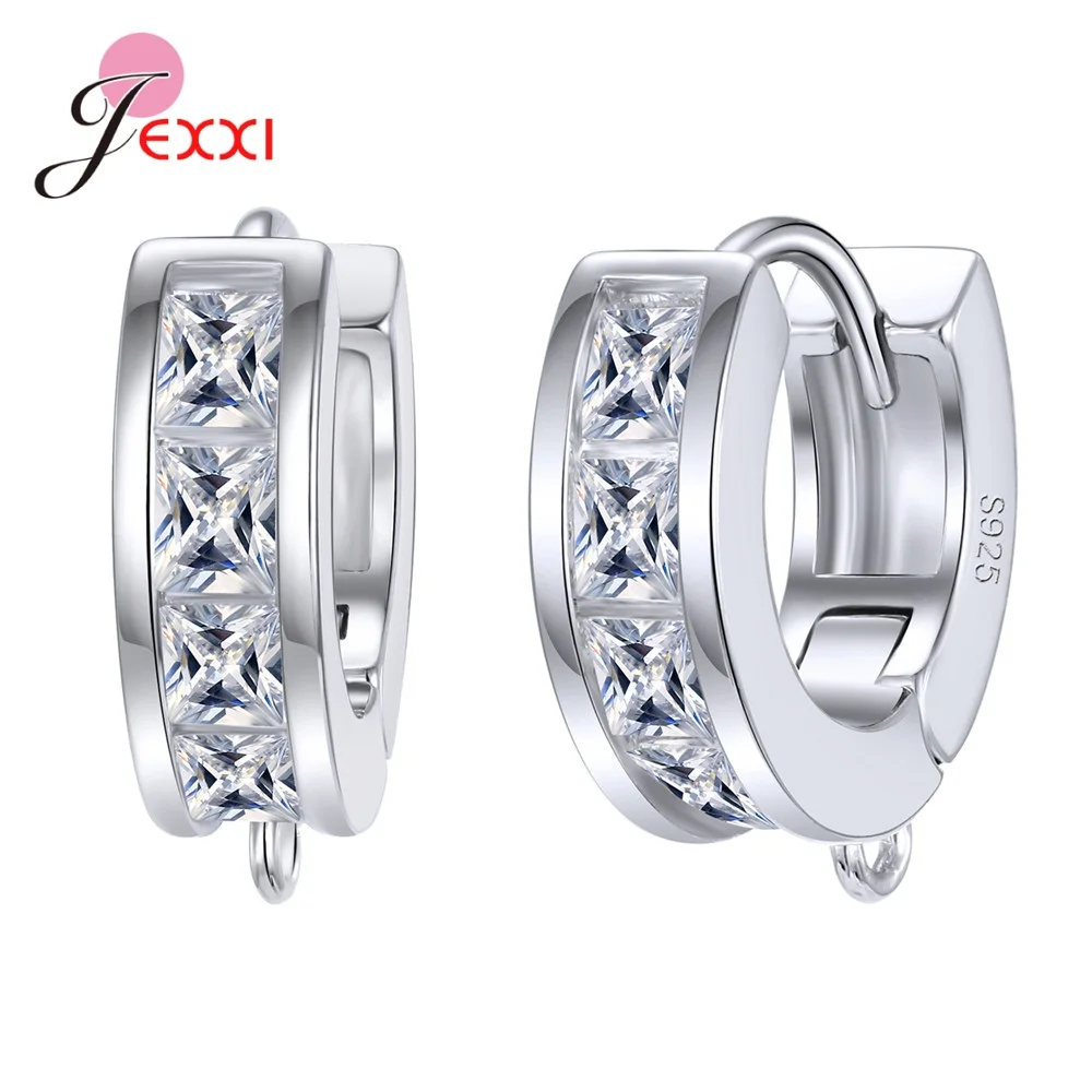 New Statement 925 Sterling Silver DIY Earrings Clasps Hooks Woman Handmade Jewelry Making Accessoru Fashion Design Cubic Zircon