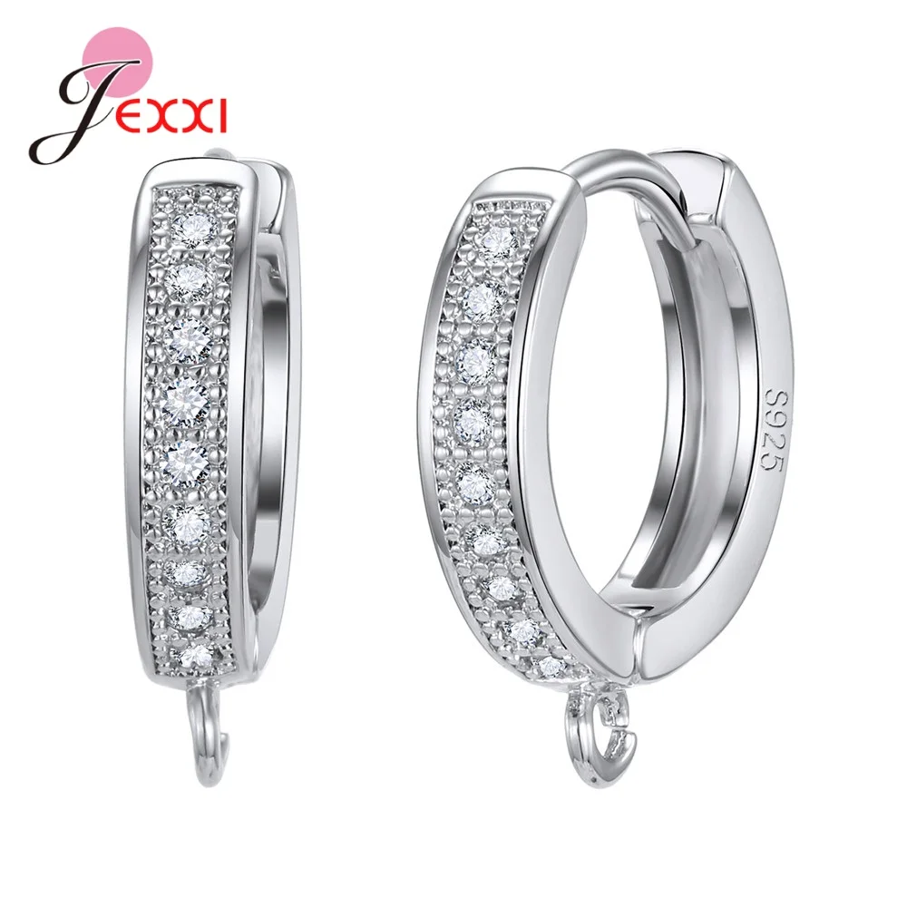 New Statement 925 Sterling Silver DIY Earrings Clasps Hooks Woman Handmade Jewelry Making Accessoru Fashion Design Cubic Zircon