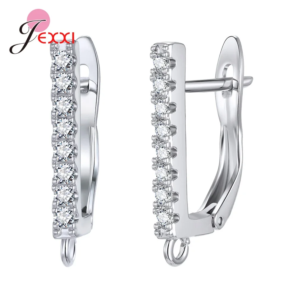 New Statement 925 Sterling Silver DIY Earrings Clasps Hooks Woman Handmade Jewelry Making Accessoru Fashion Design Cubic Zircon