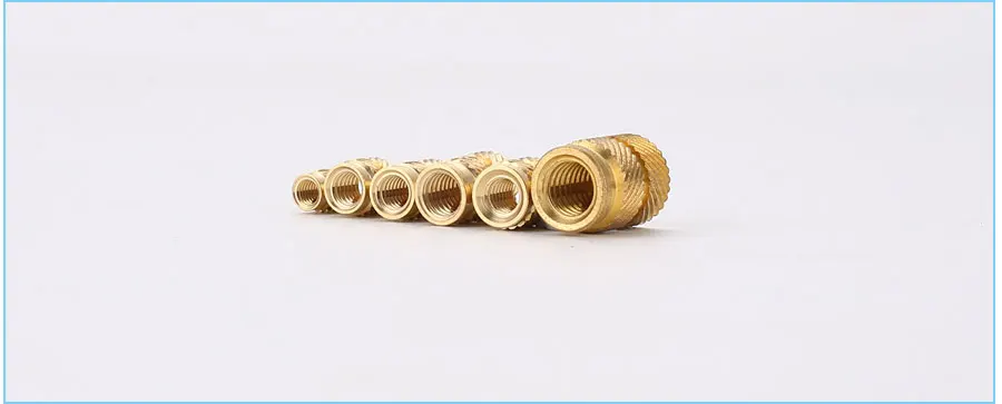 Brass Hot Melt Inset Nuts Heating Molding Copper Thread Inserts Nut SL-type Double Twill Knurled Injection Brass Nut M2M3 100Pcs