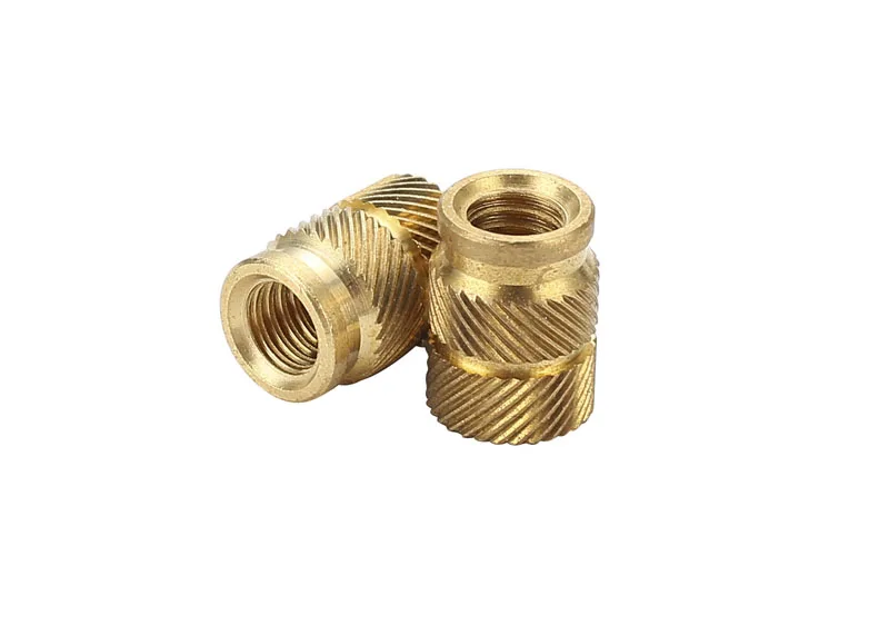 Brass Hot Melt Inset Nuts Heating Molding Copper Thread Inserts Nut SL-type Double Twill Knurled Injection Brass Nut M2M3 100Pcs