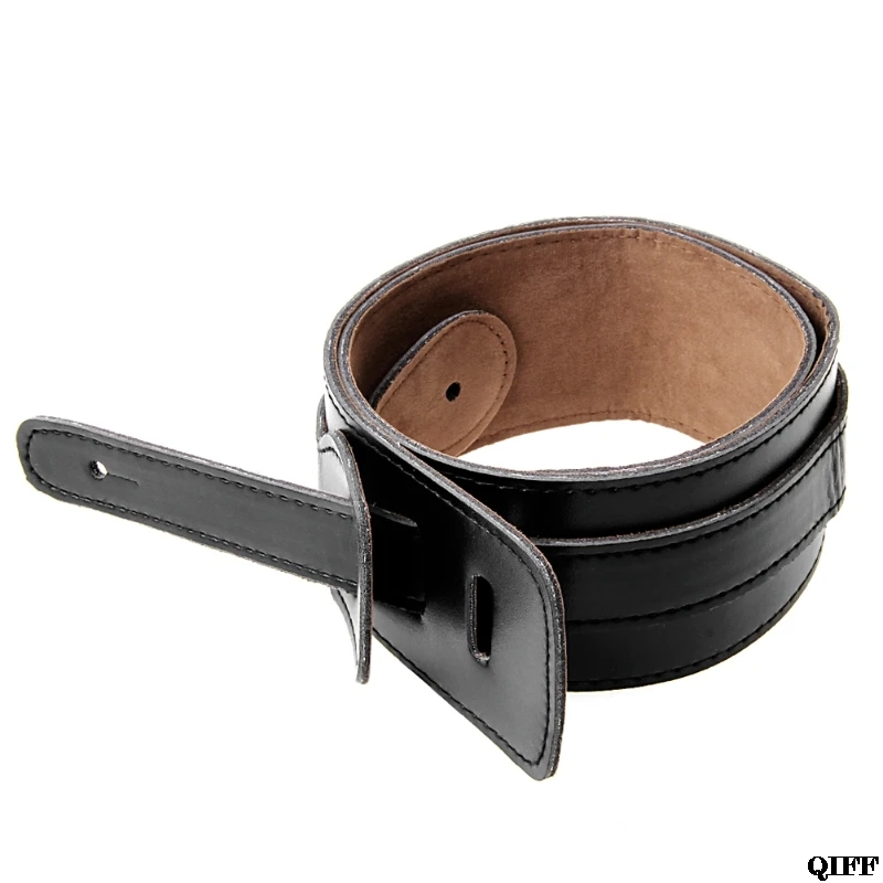 Adjustable black Soft PU Leather surface Strap For Electric Acoustic Guitar Bass Black MAR28