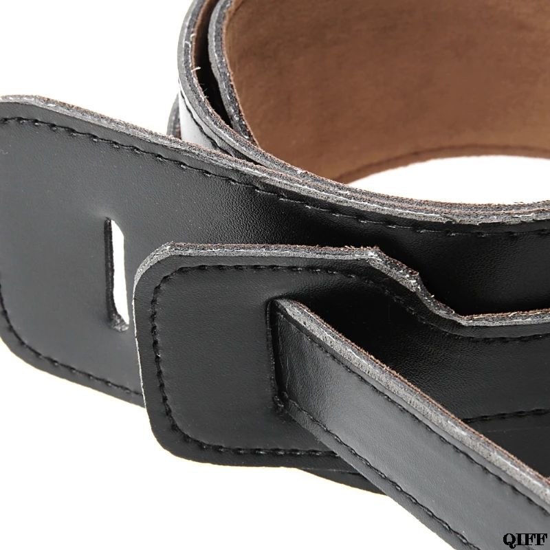 Adjustable black Soft PU Leather surface Strap For Electric Acoustic Guitar Bass Black MAR28